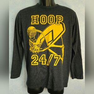 PLACE Boys Gray Long Sleeve Basketball Graphic Tee XXL 16